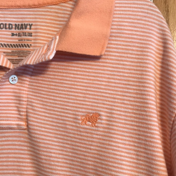 Orange and white striped polo shirt.  Old Navy size XL with chest emblem - Picture 3 of 8